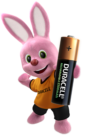 Duracell pink Bunny introduces Rechargeable AA sized Battery